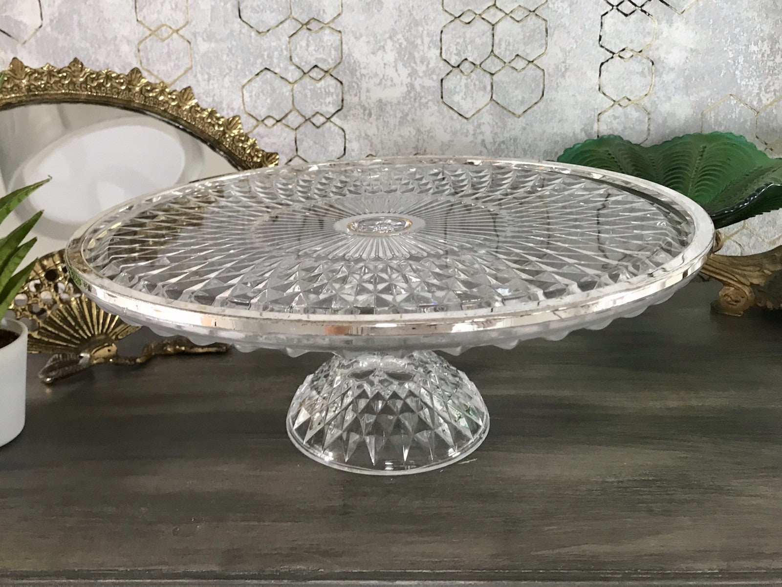 Vintage WMF Tortenständer Tortenplatte Glas Kristallglas Bleikristall Diadem