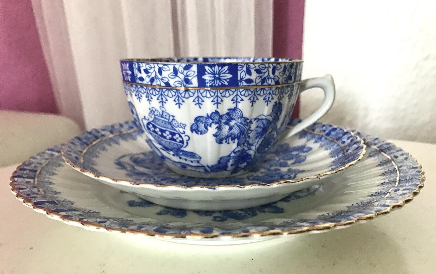 Antik Vintage Porzellan 1 Kaffee-Gedeck Sammeltasse Schön! China blau Tuppack&