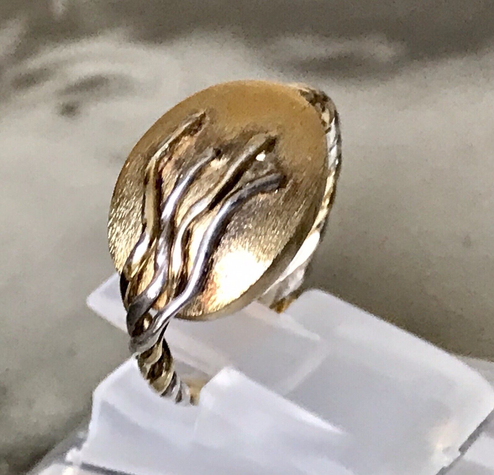 Alt Vintage Design DAMEN RING Silber vergoldet Gr.53 16,8 modernistisch