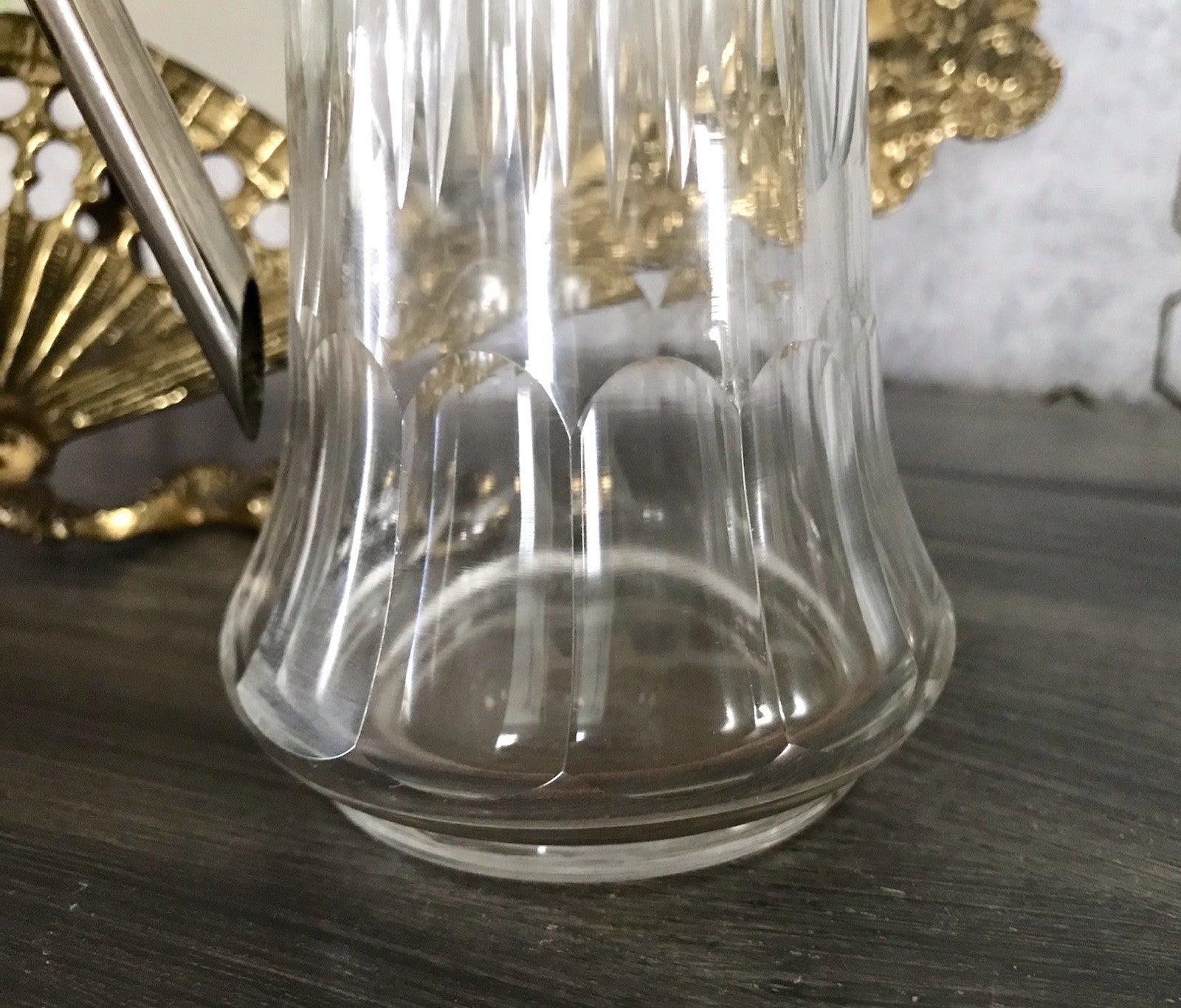 Antik Karaffe Dekanter Metallmontur versilbert? Kristallglas Schliff Edel!