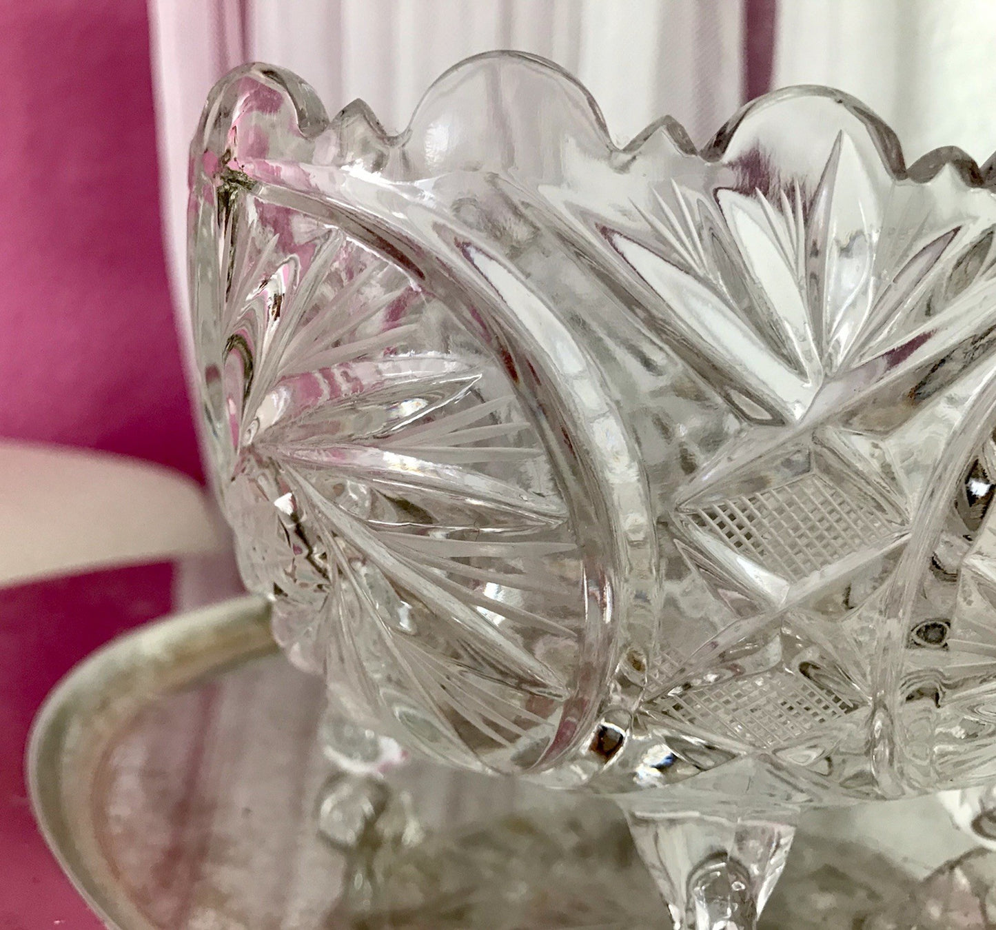 Alt Vintage Bleikristall Bonboniere Schale Glas edel Kristallglas PRL Polen