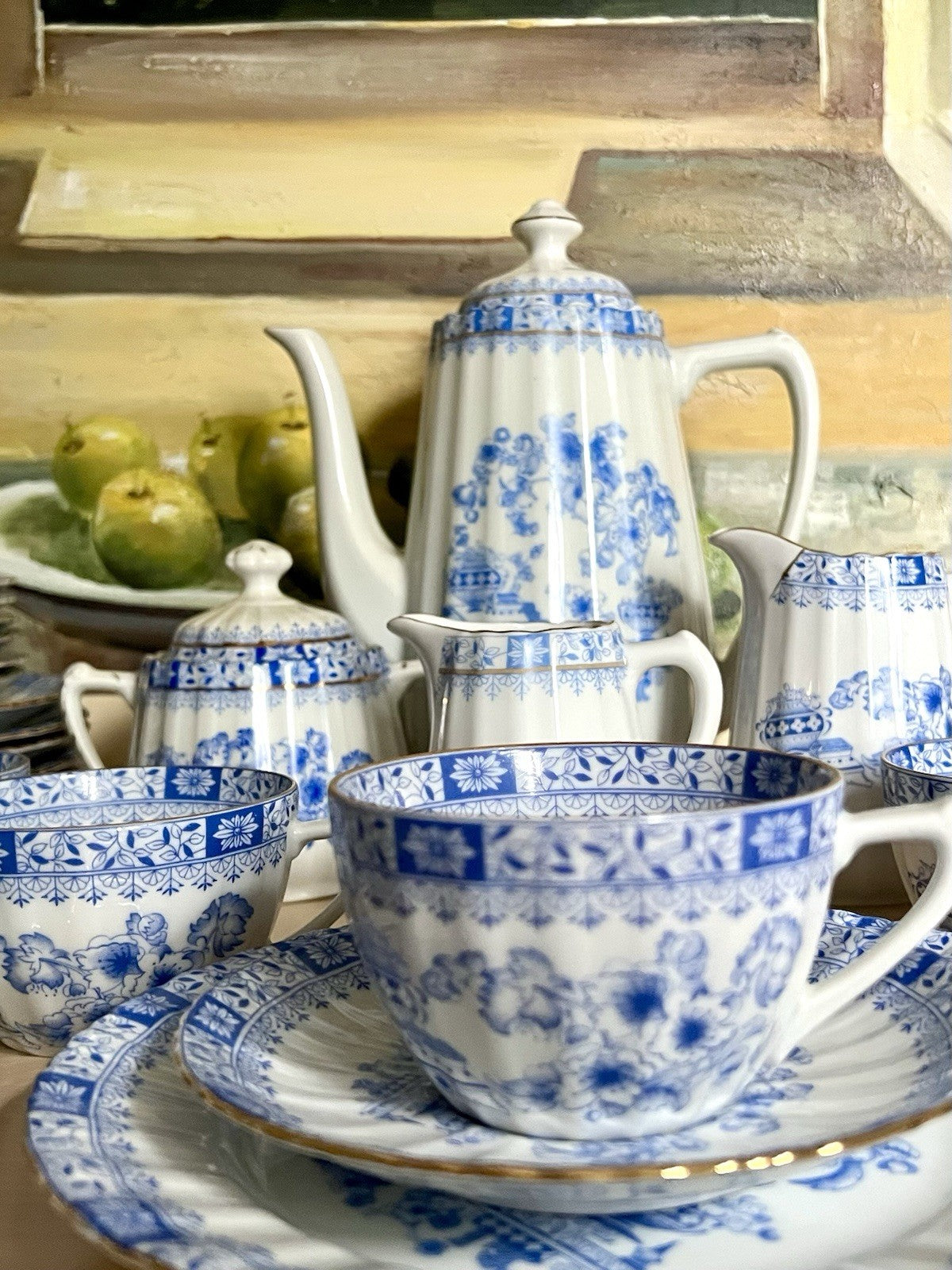Edel Vintage Porzellan Kaffeeservice 12 Pers. Seltmann Weiden &andere China blau
