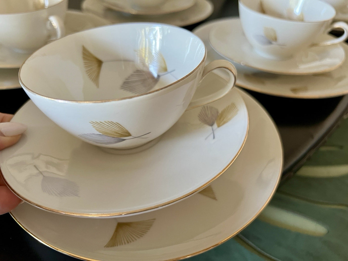 Edel Vintage Seltmann Weiden Porzellan Kaffeeservice 6 Pers. Elfenbein MCM
