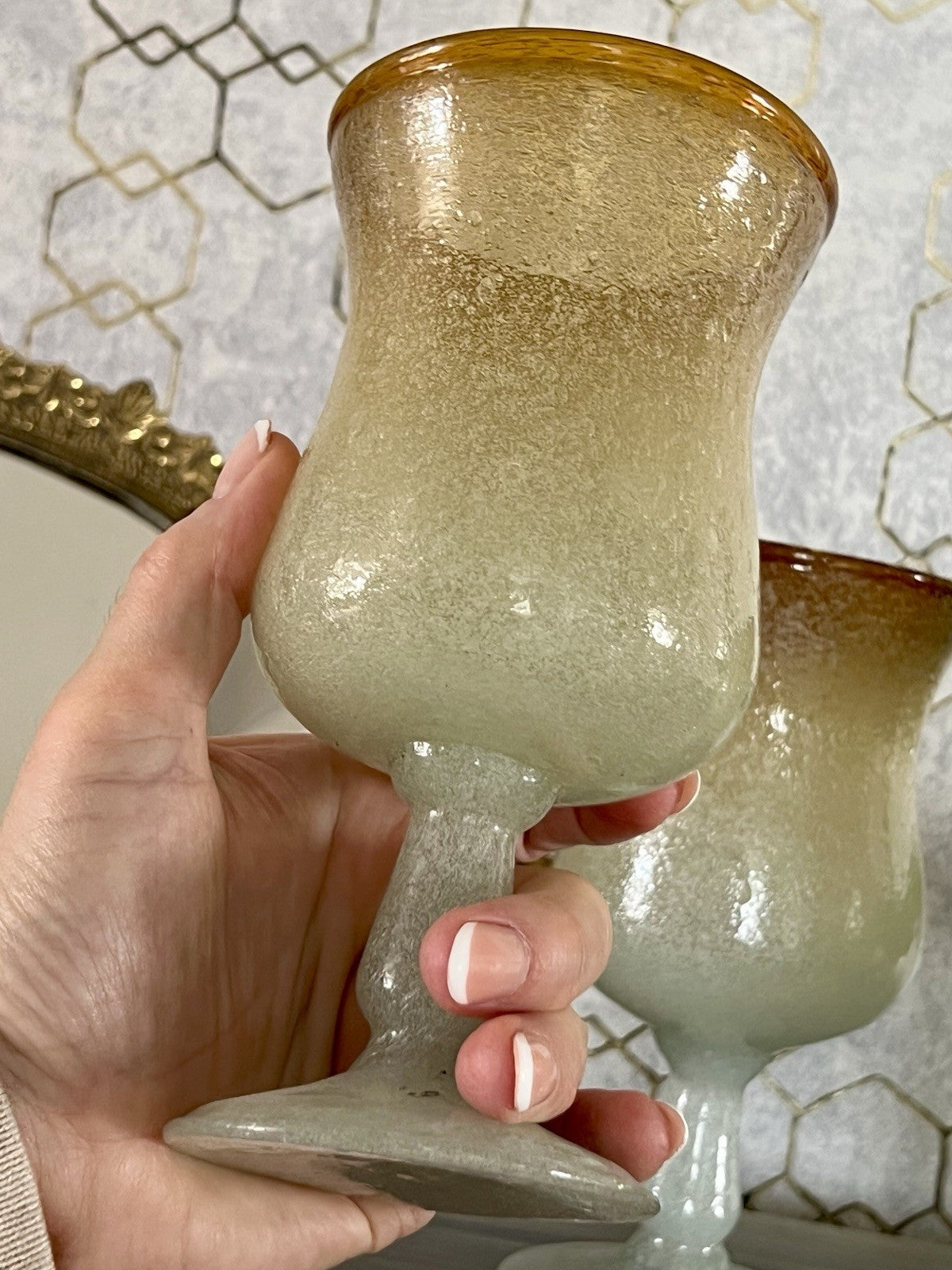 Antik Art Deco 3 Weingläser Weinkelche Glas Murano Pulegoso Napoleone Martinuzzi