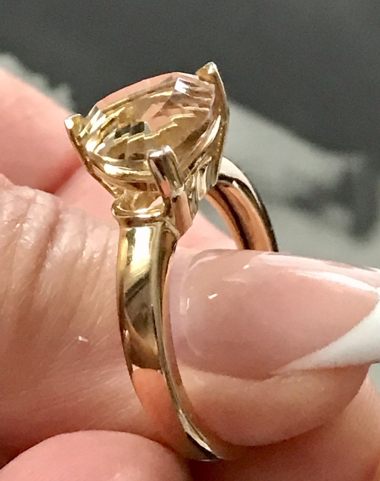 Vintage Ring Citrin? gelber Stein 925 Silber vergoldet Gr.57 18,1