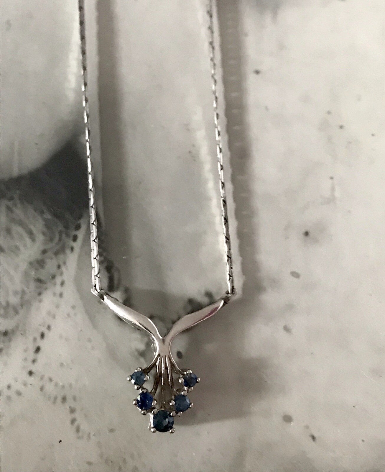Antik Edel Jugendstil 925 Silber Collier Halskette Saphire? SCHÖN