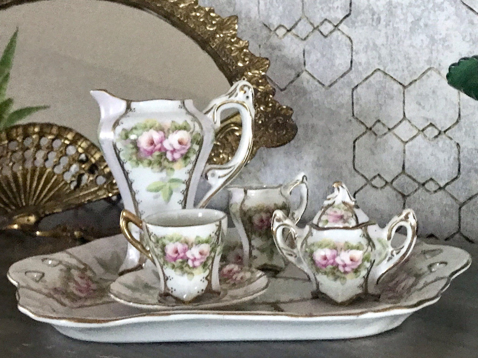 Replik Puppenservice Porzellan Kaffeeservice Geschirr Miniatur MO Othengrafen