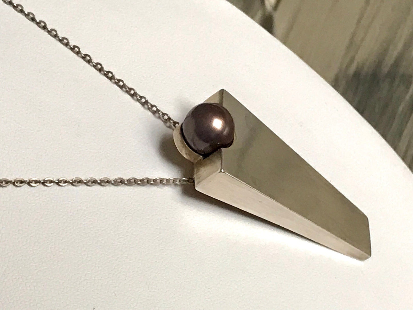 Damen Set Designer Schmuck Anhänger Ohrringe Silber 925 NW modernistisch Perle