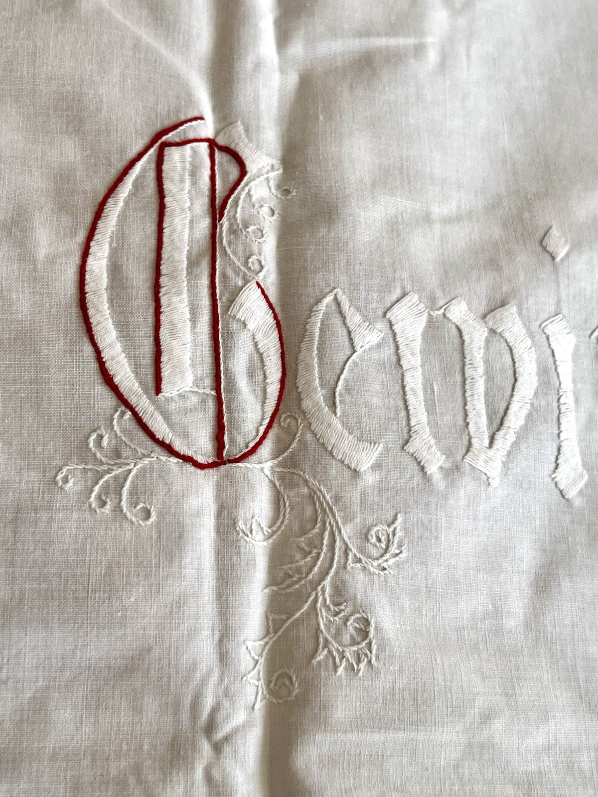 Antik Wandbehang Gardine „Christus ist mein Leben Sterben mein Gewinn