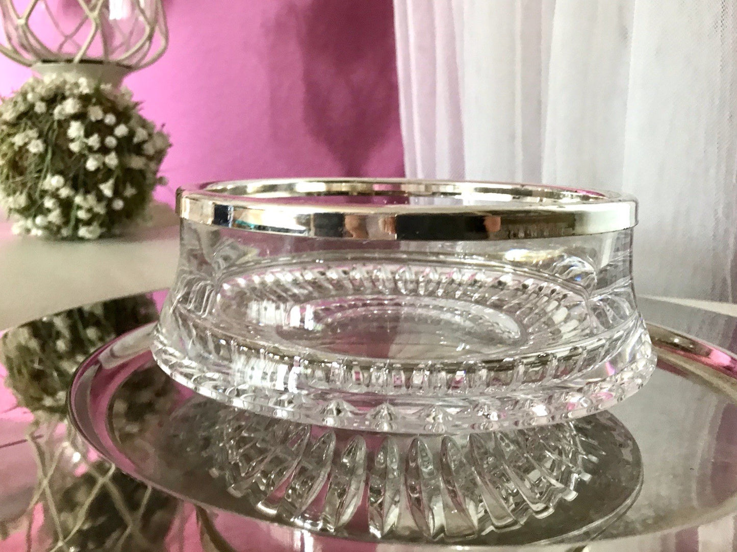 Vintage Nachtmann Glasschale Schale Glas versilberter Rand Bleikristall Europa