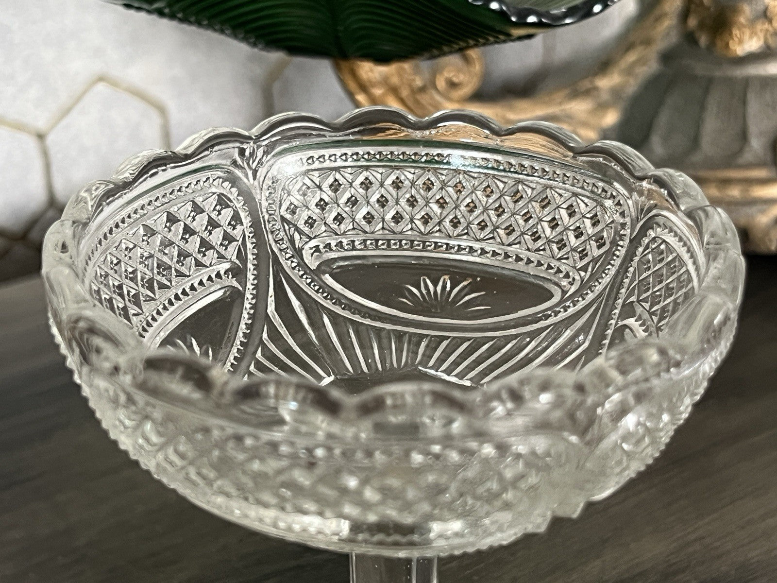 Antik Jugendstil Art Deco Pressglas Glas Fußschale Schale Zuckerschale