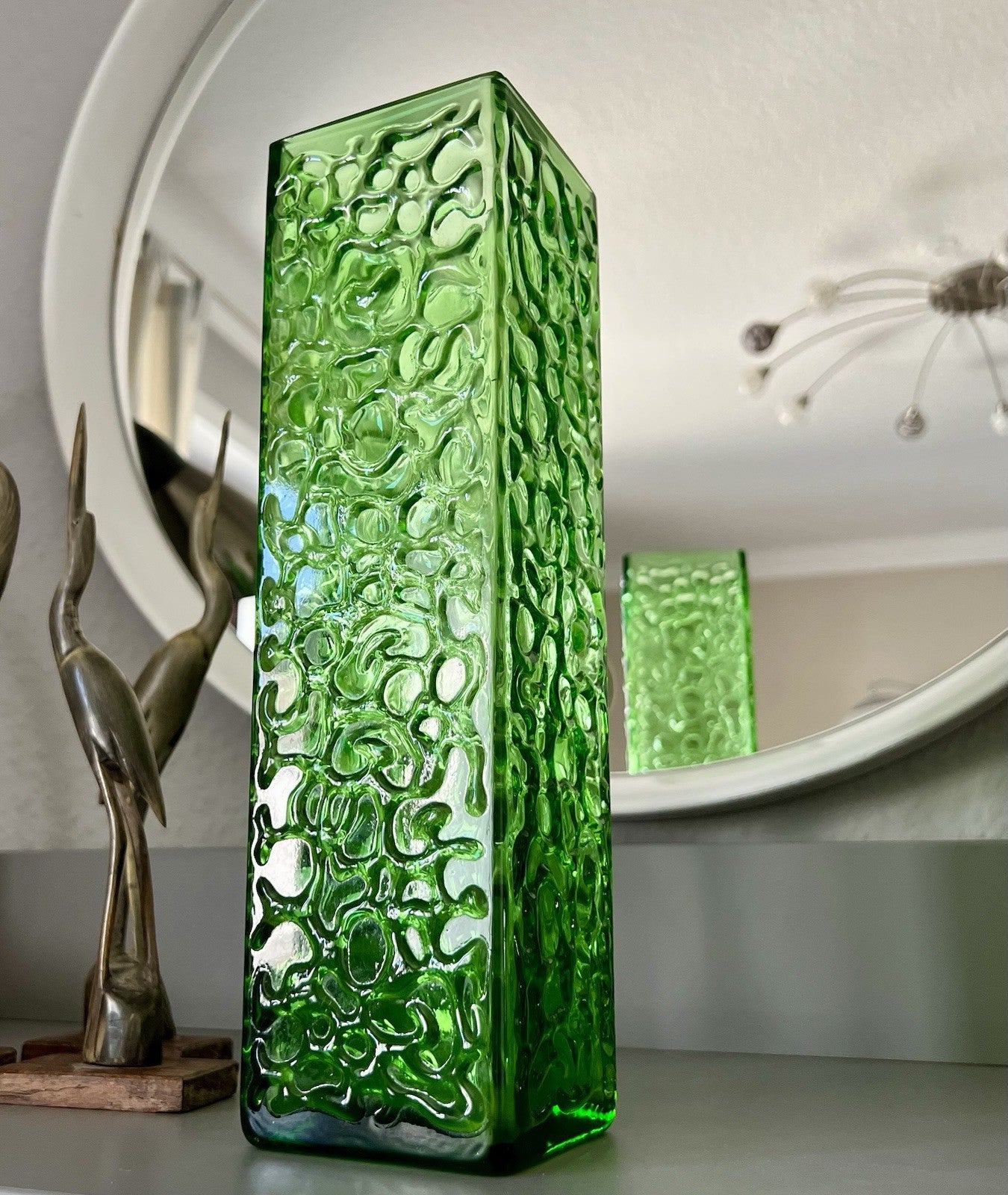 Vintage 60er 70er Design Glasvase Glas GRÜN Vase Bubble Pop Bengt Orup