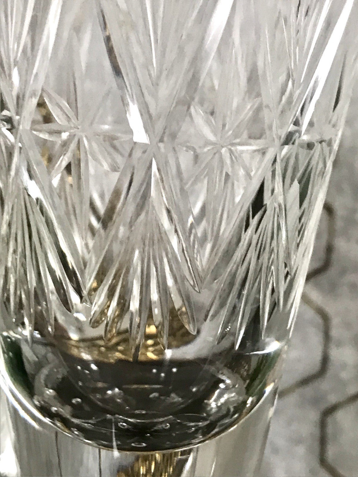 Antik Adenken Glas Pokalglas Kelch Pokalkelch Luftblasen Monogramm Jugendstil