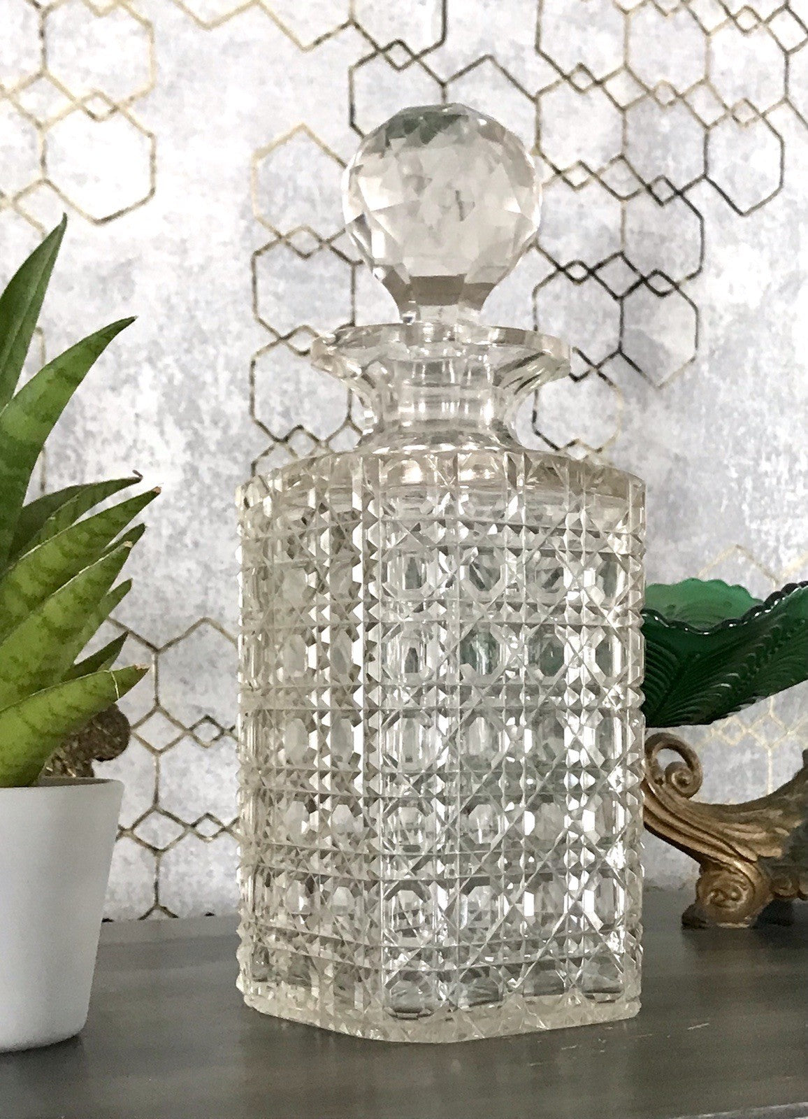 Antik ~1890 Baccarat 1x Glaskaraffe Karaffe Schnitt Bleikristall Edel! Dekanter