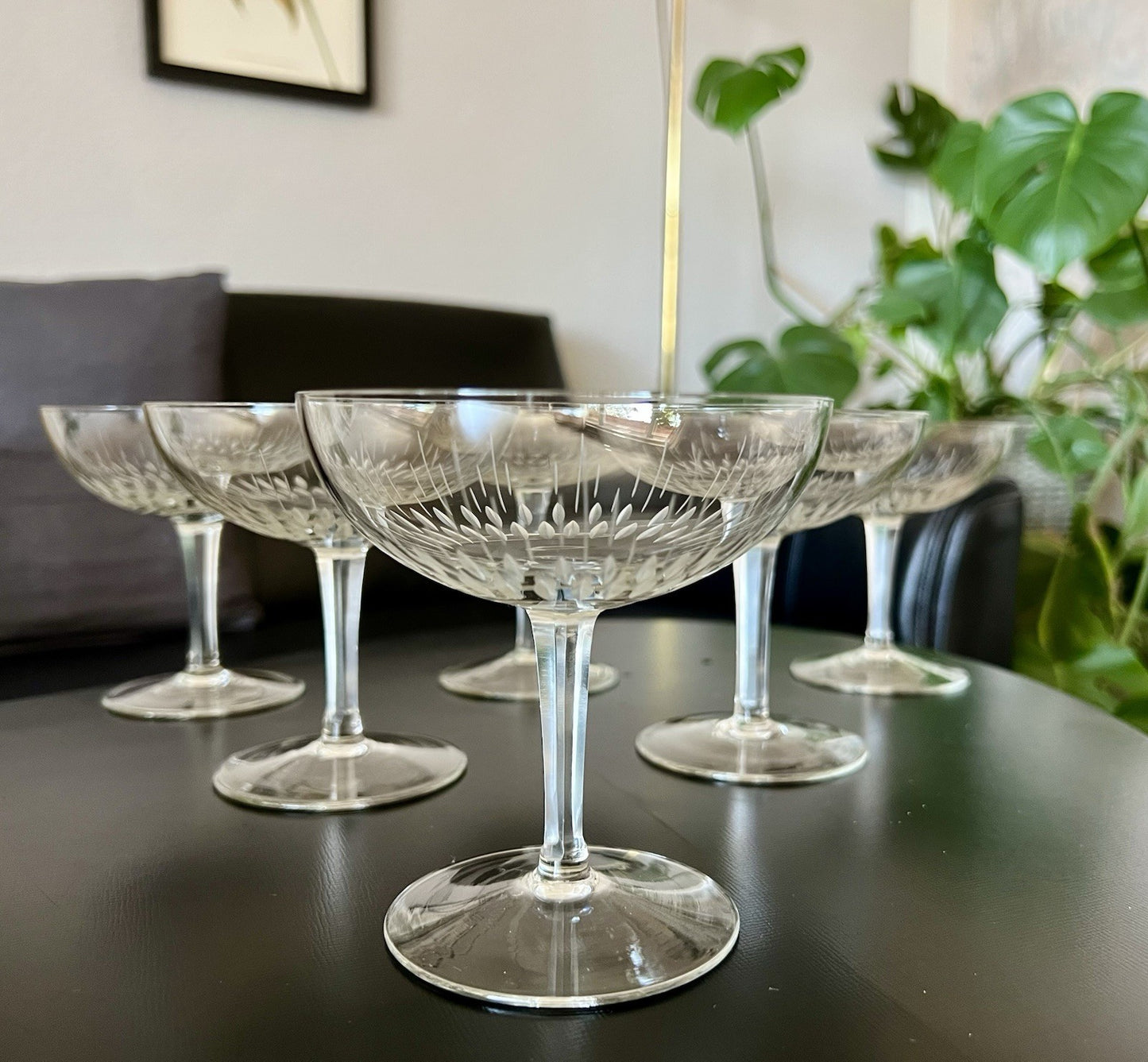 Vintage 60er  4 Champagnerschalen Sektschalen Kristallglas