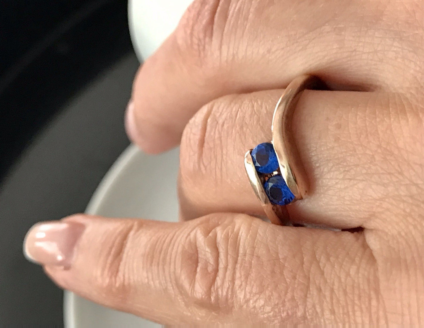 Vintage Ring blaue Steine Saphire?  Silber 925 vergoldet ~Gr.64