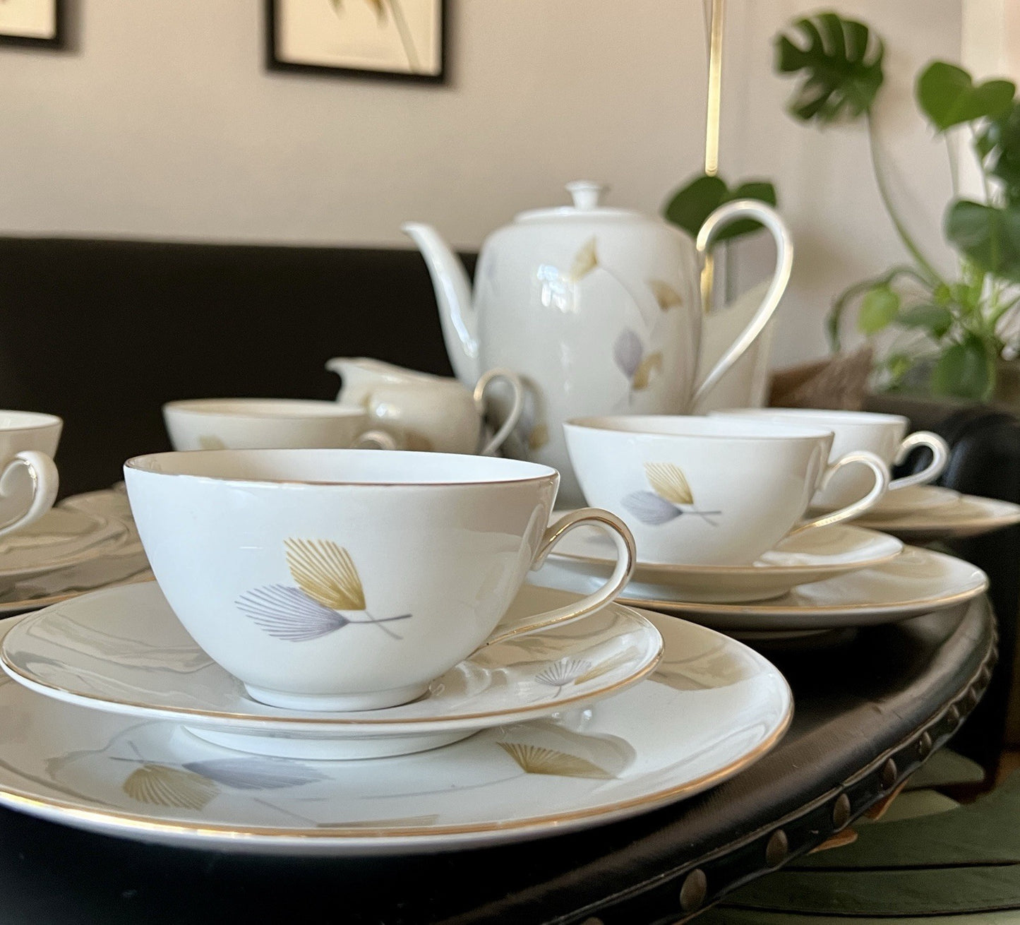 Edel Vintage Seltmann Weiden Porzellan Kaffeeservice 6 Pers. Elfenbein MCM