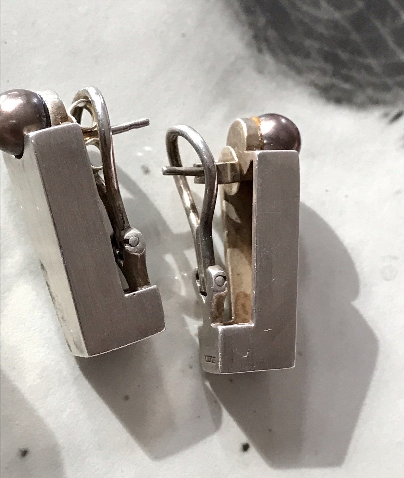 Damen Set Designer Schmuck Anhänger Ohrringe Silber 925 NW modernistisch Perle