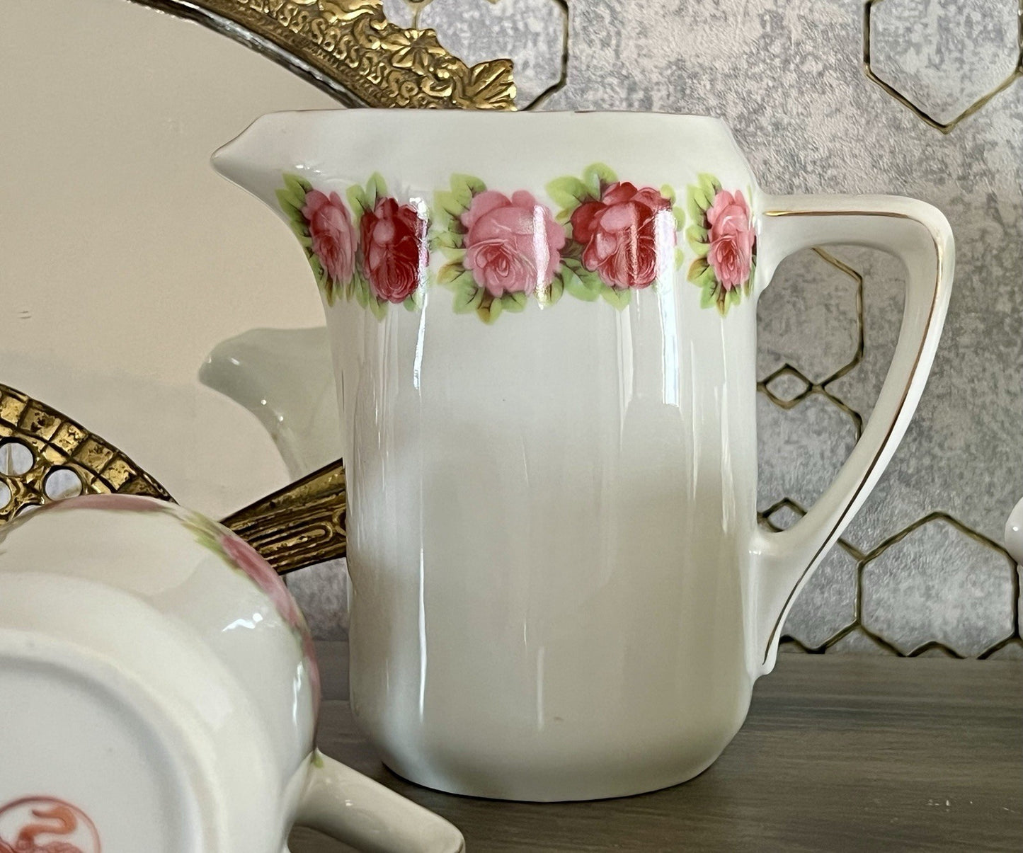 Antik 4x Jugendstil Art Dèco Porzellan Kanne Krug Rosen Hermann Unger Zwickau