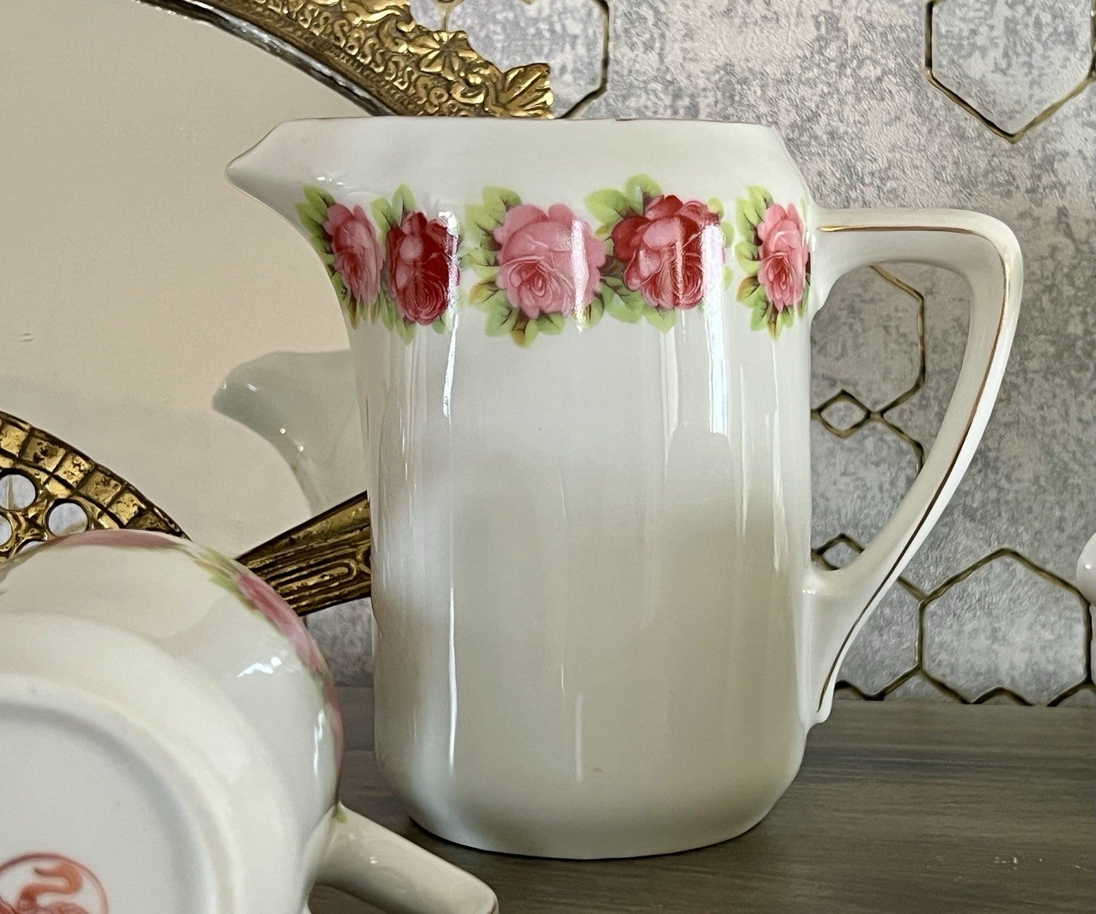 Antik 4x Jugendstil Art Dèco Porzellan Kanne Krug Rosen Hermann Unger Zwickau