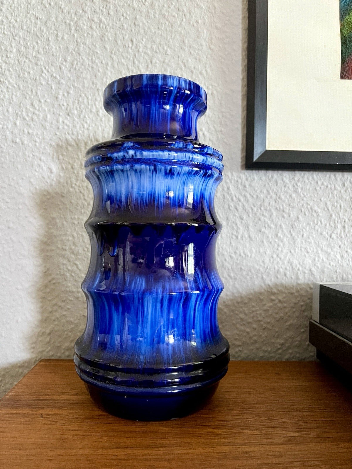 Vintage 60’s Vase Mid Century Keramik Scheurich Pagode 226 Fat Lava kobaltblau