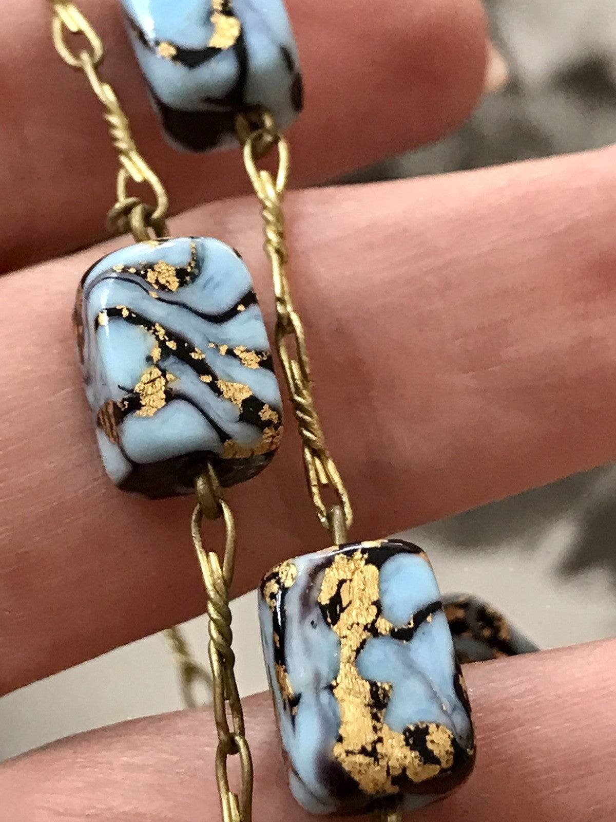 Alt Edel Vintage Halskette Kette Murano Perlen Sehr Schön