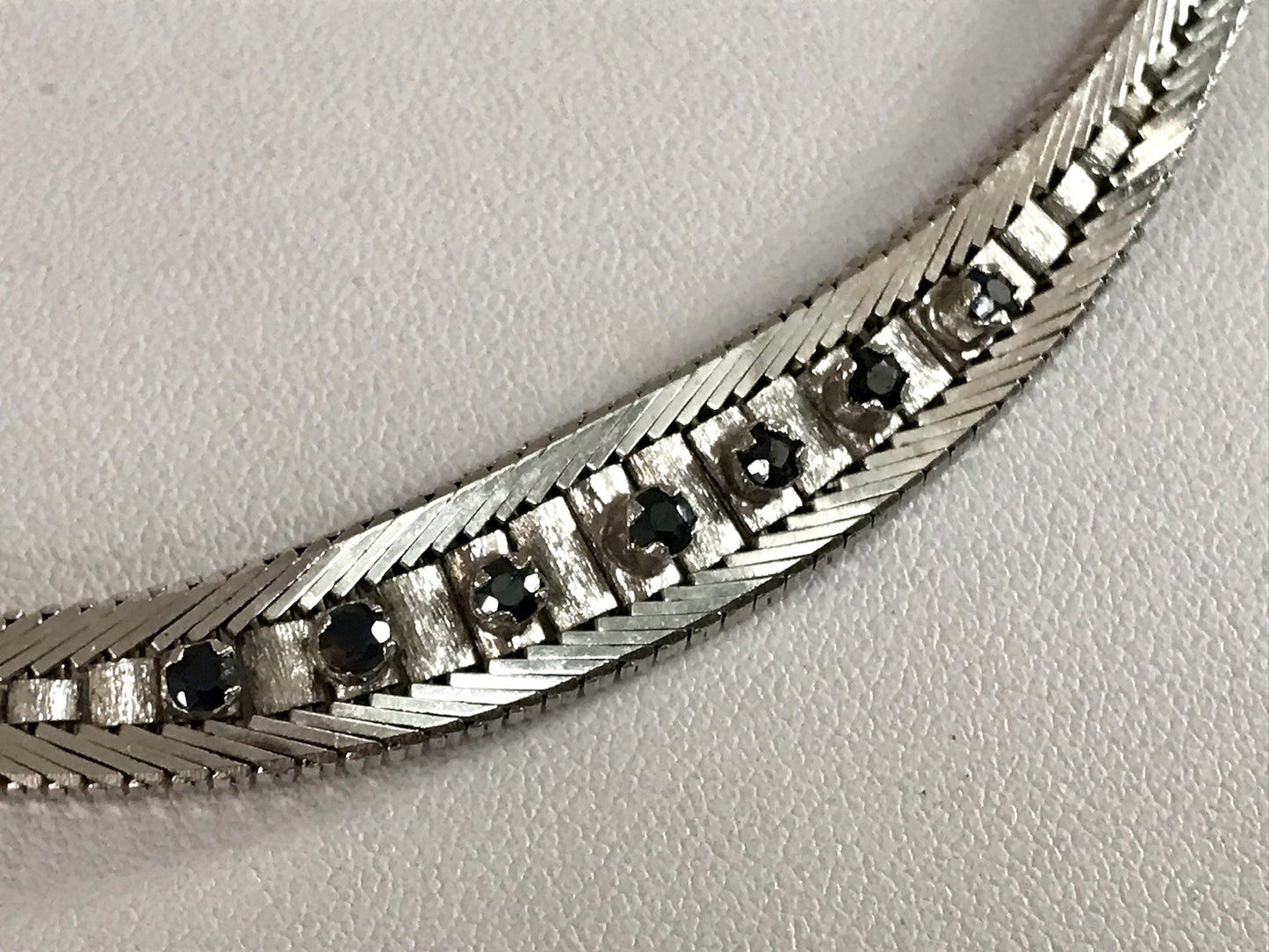 Antik Edel Art Déco 835 Silber Collier rhodiniert Halskette blaue Steine Armband