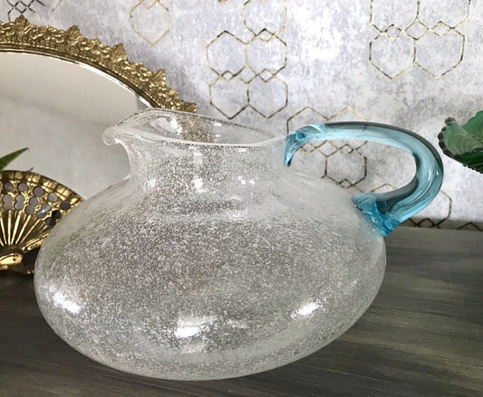 Vintage Glaskunst Kanne Krug Glaskrug Karaffe Glasvase Glas Schaumglas