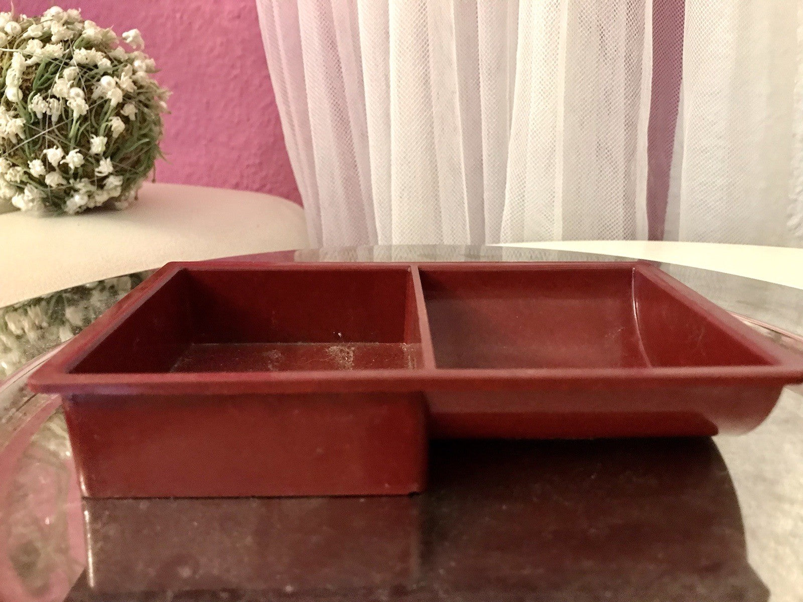 Antik alt Bakelit Münzablage?  Münzfach? Stempelbox Box weinrot Vintage