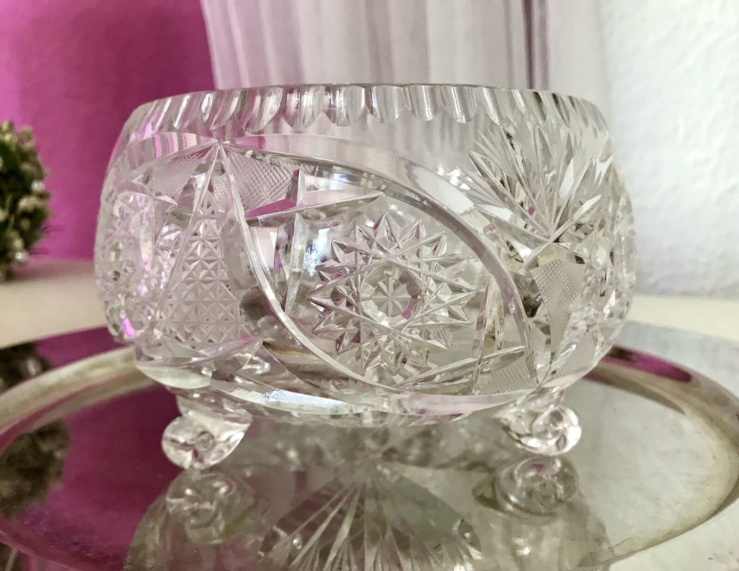 Alt Vintage Bleikristall Bonboniere Schale Glas edel Kristallglas PRL Polen
