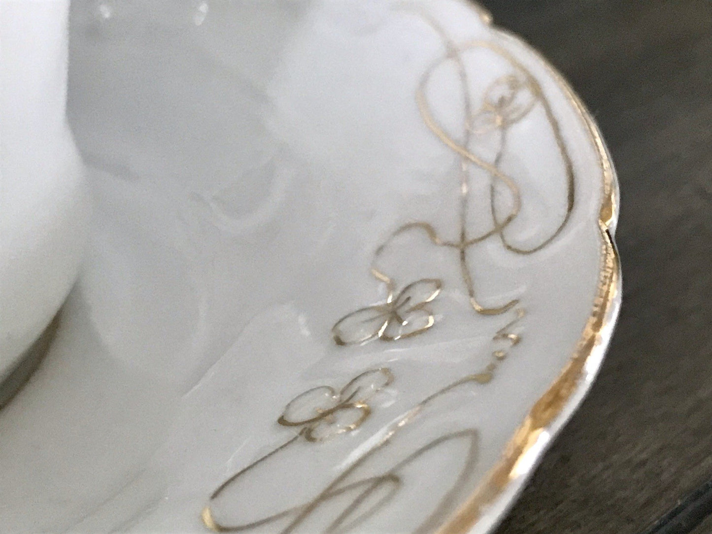 Antik reines Jugendstil Porzellan Kaffeeservice weiß gold 5 Pers. WOW!