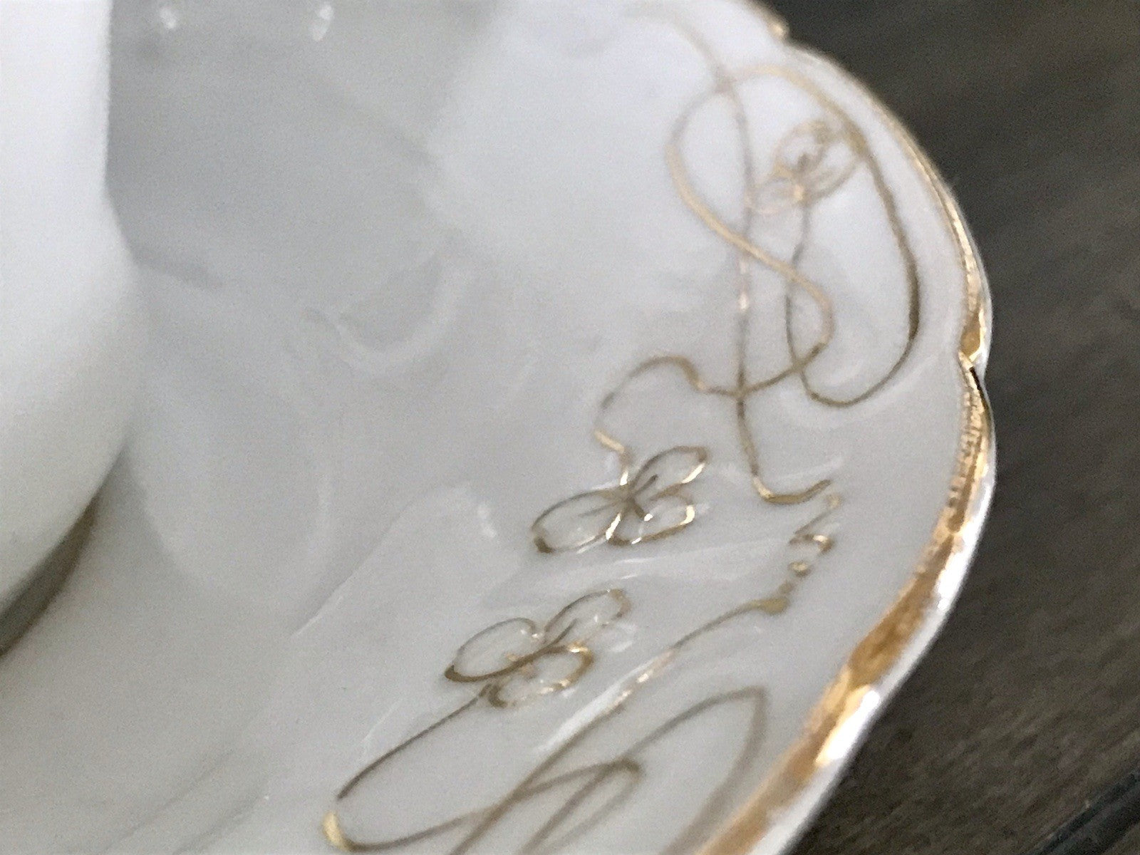 Antik reines Jugendstil Porzellan Kaffeeservice weiß gold 5 Pers. WOW!