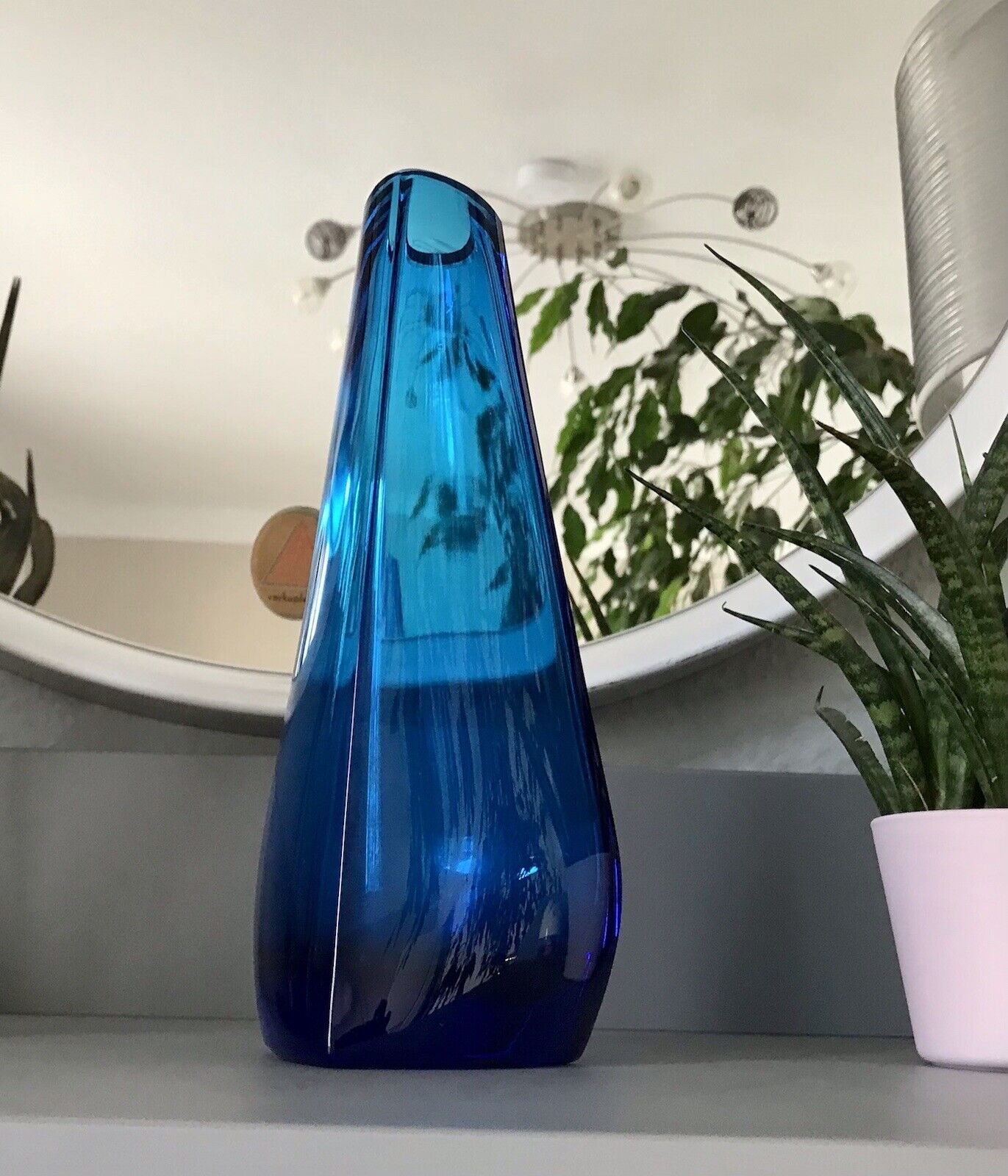 Murano ? Vintage 60er Glasvase Vase Blau  Kristallglas Edel Schwangere Elke