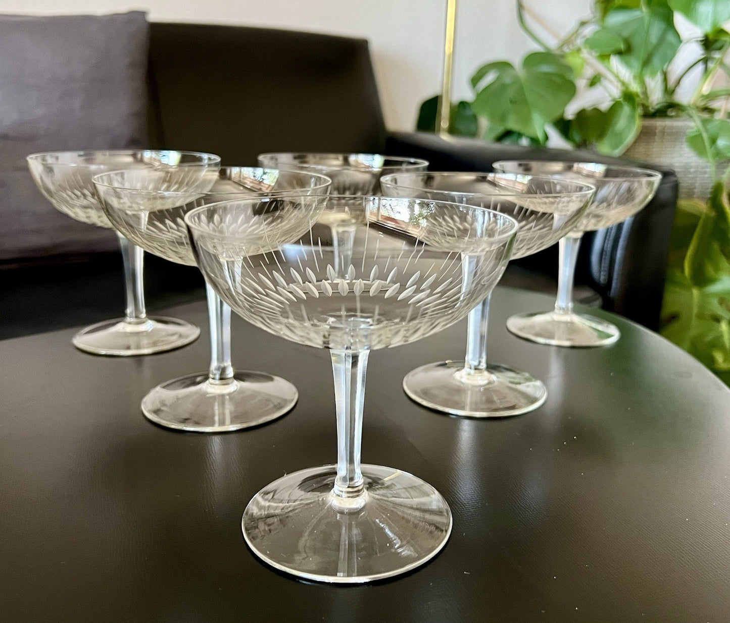 Vintage 60er  4 Champagnerschalen Sektschalen Kristallglas