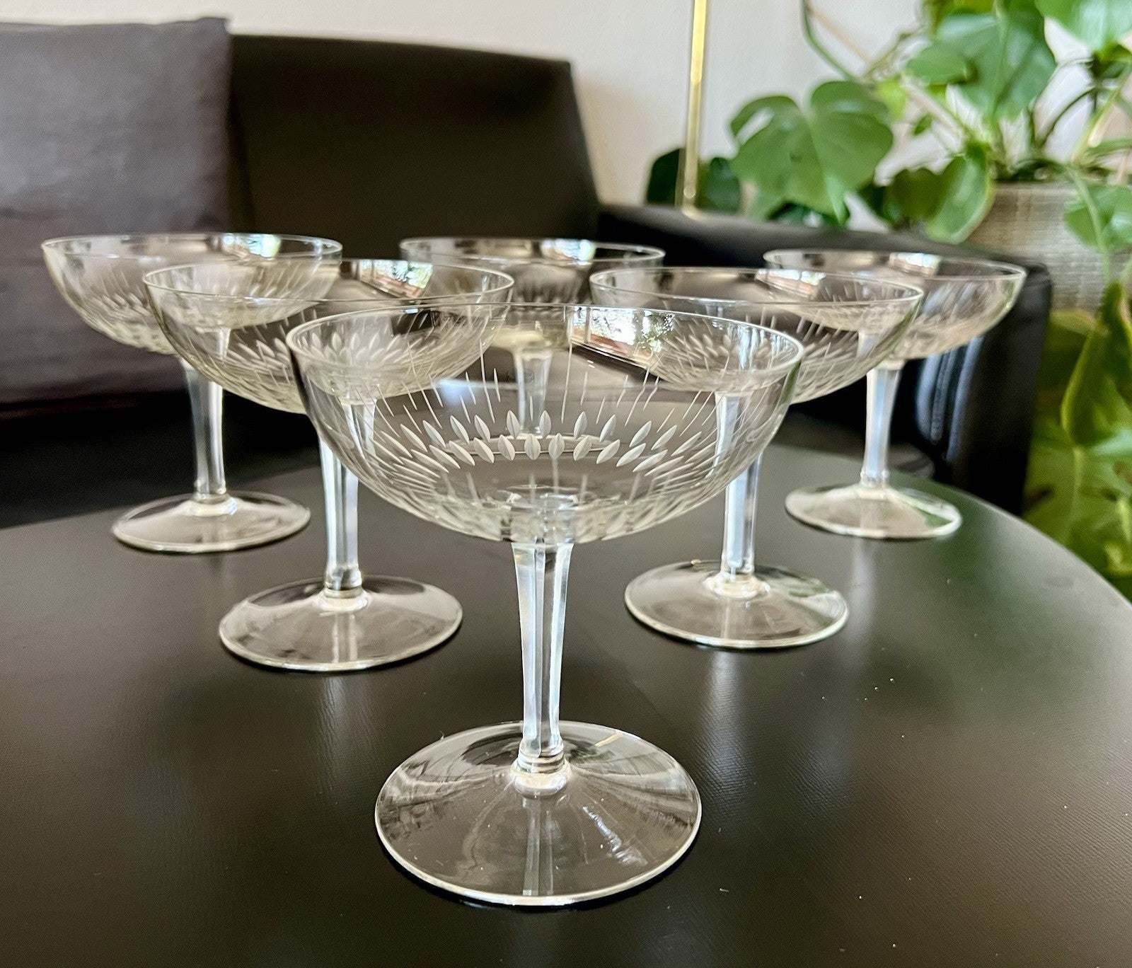 Vintage 60er  4 Champagnerschalen Sektschalen Kristallglas