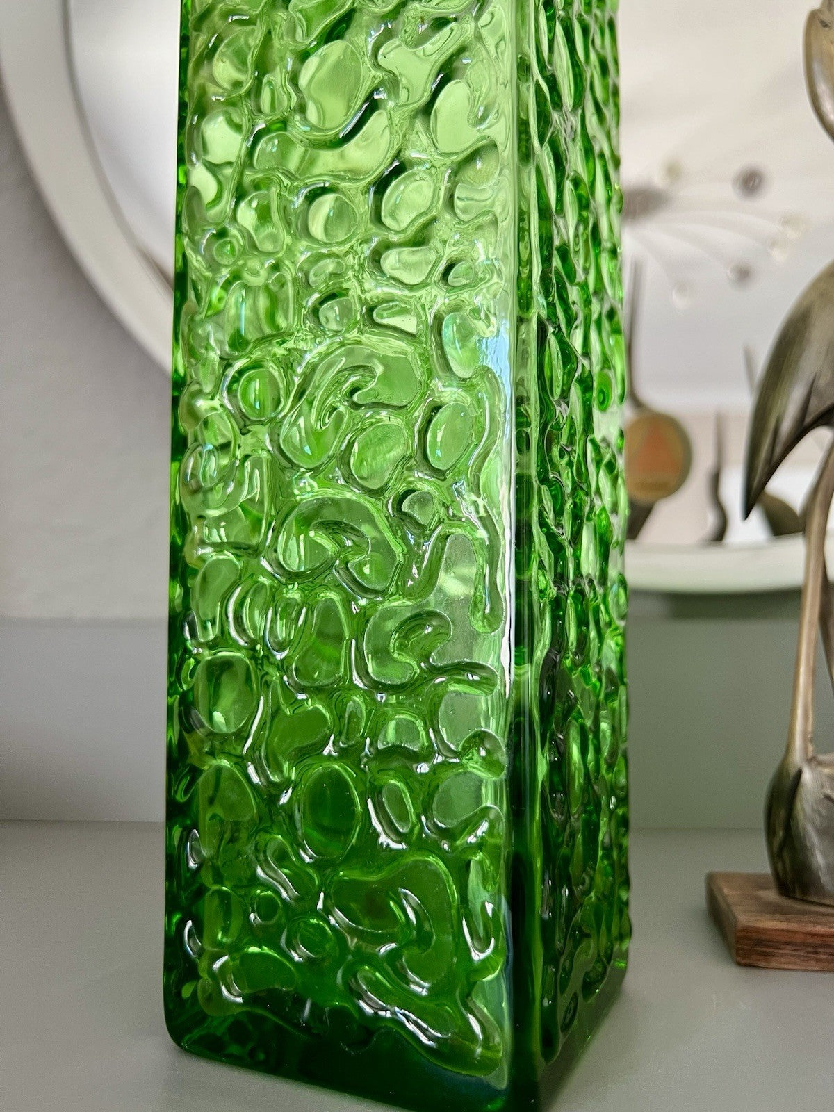Vintage 60er 70er Design Glasvase Glas GRÜN Vase Bubble Pop Bengt Orup