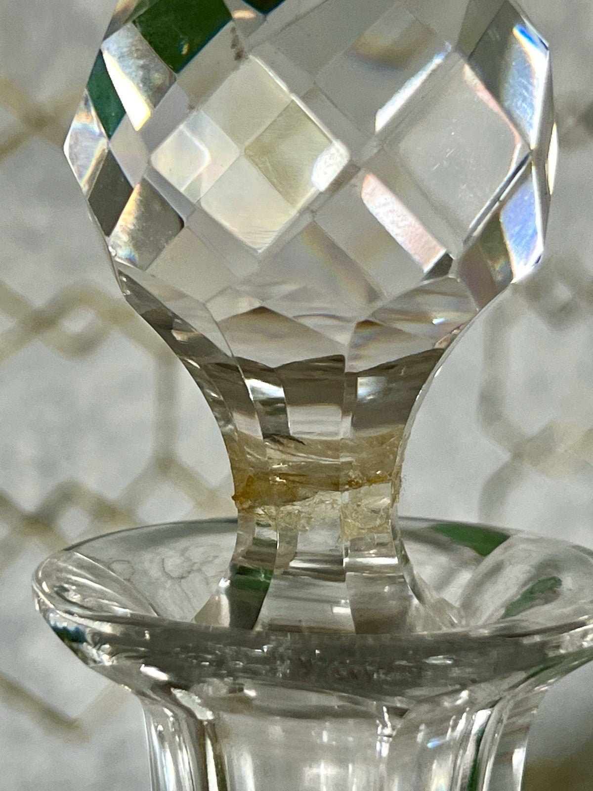 Antik ~1880 Glaskaraffe Karaffe Bleikristall handgeschliffen Oliven