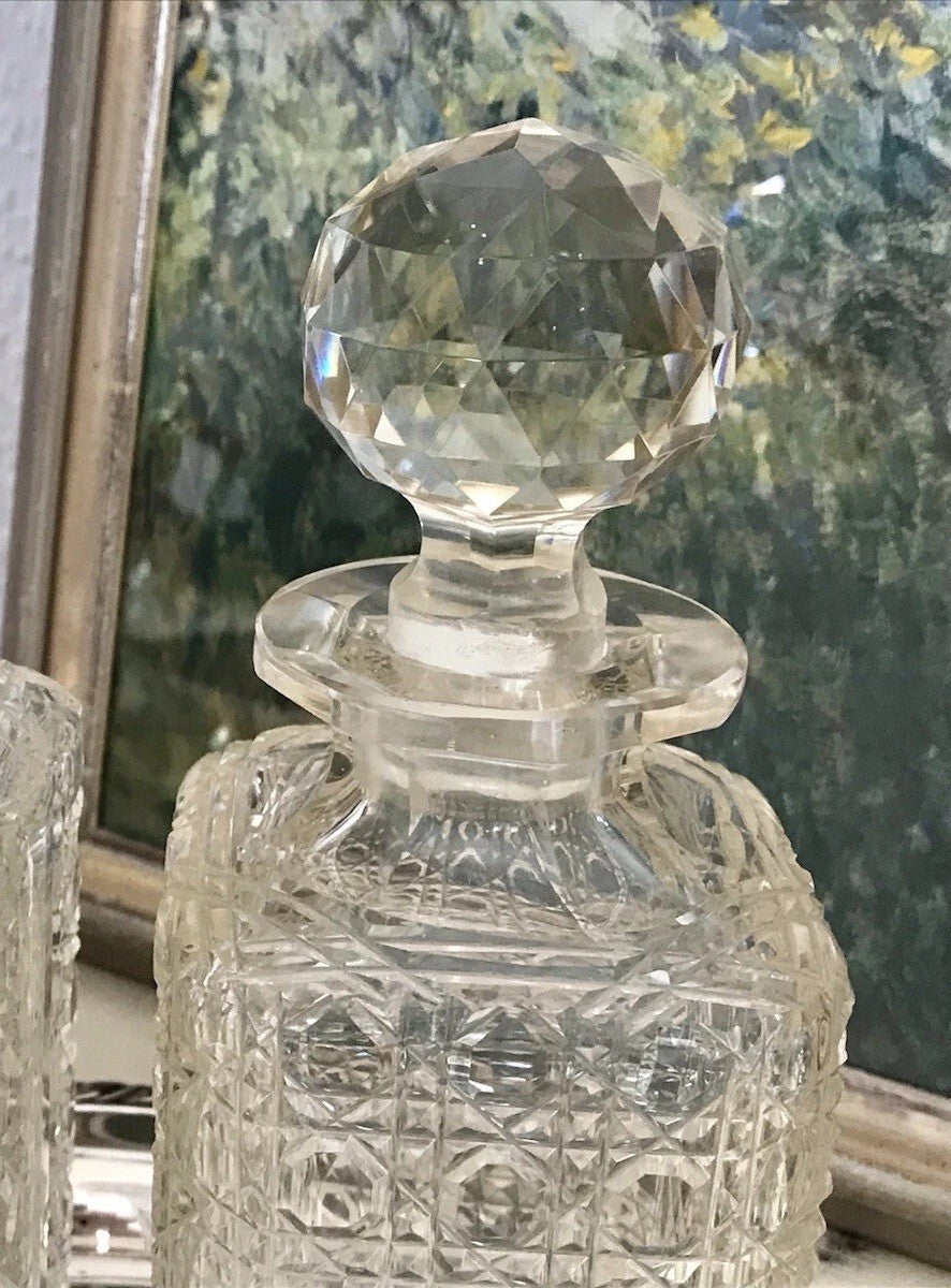 Antik ~1890 Baccarat 1x Glaskaraffe Karaffe Schnitt Bleikristall Edel! Dekanter