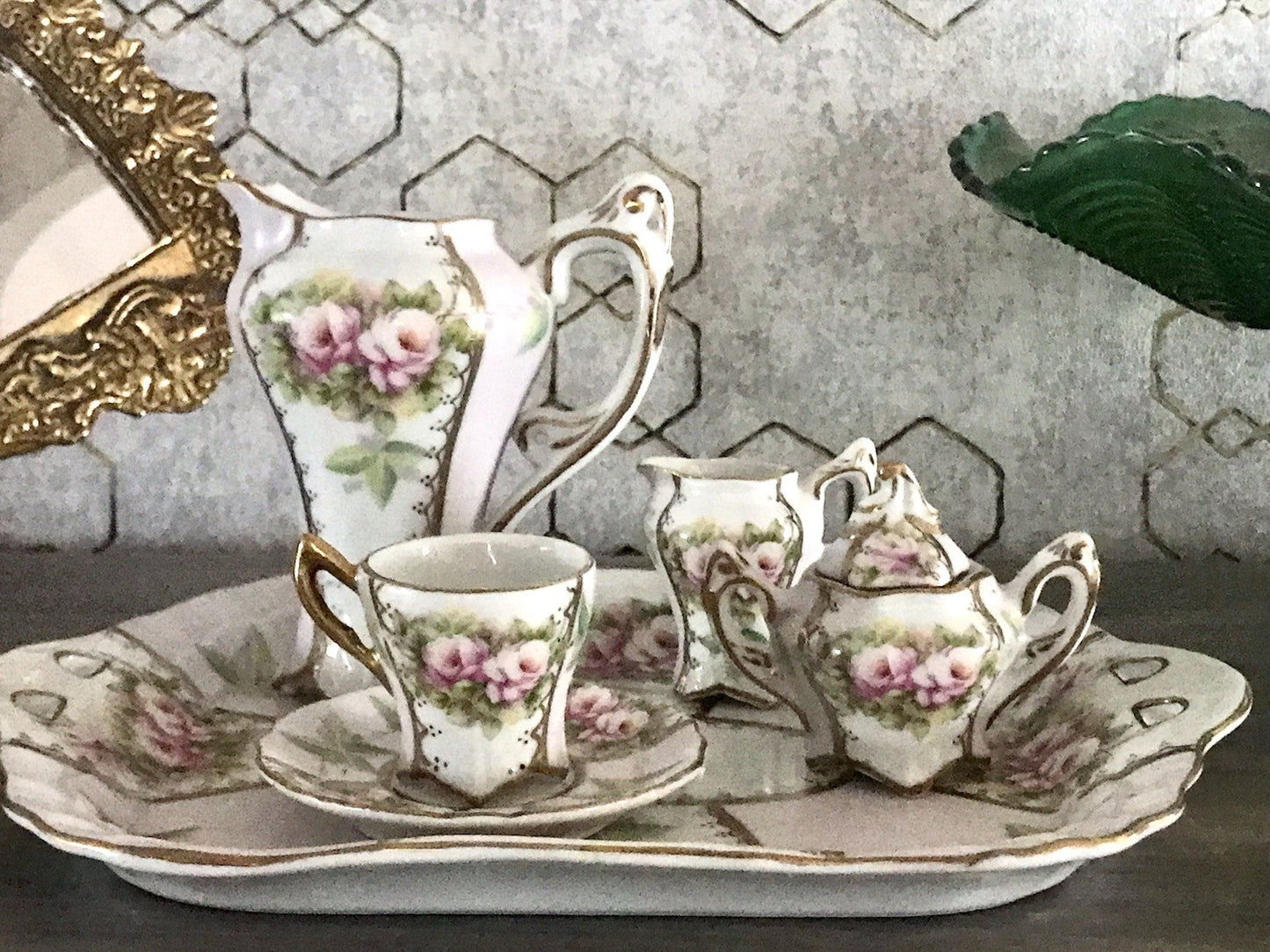 Replik Puppenservice Porzellan Kaffeeservice Geschirr Miniatur MO Othengrafen