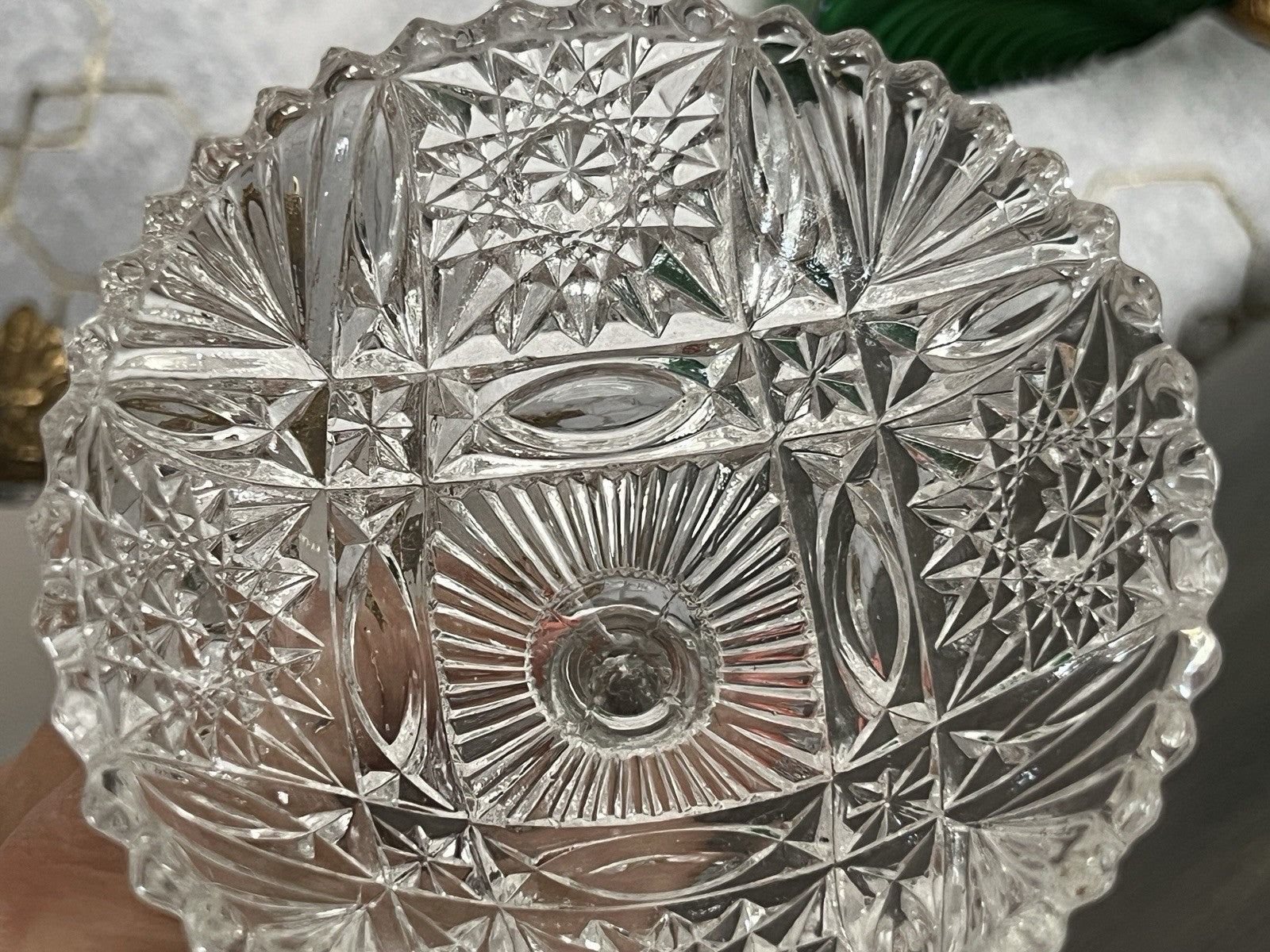 Antik Jugendstil Pressglas Glas Fußschale Schale Zuckerschale Brockwitz