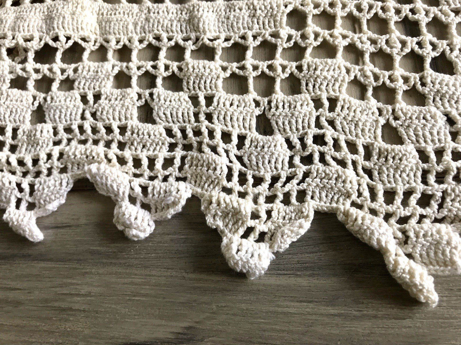 Antik Häkelspitze Tischdecke gehäkelt Creme Baumwolle Spitze Landhaus 170x145