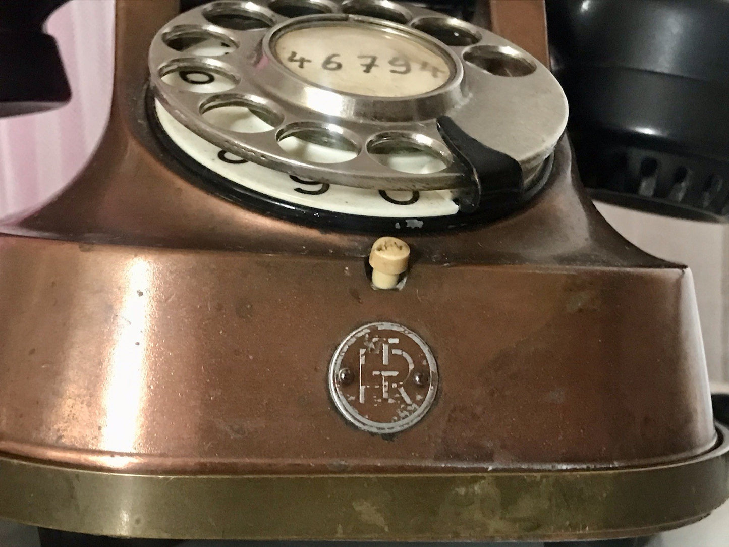 alt 50er beinahe antik FTR Bell Telefon Bakelit Kupfer sehr dekorativ schwer