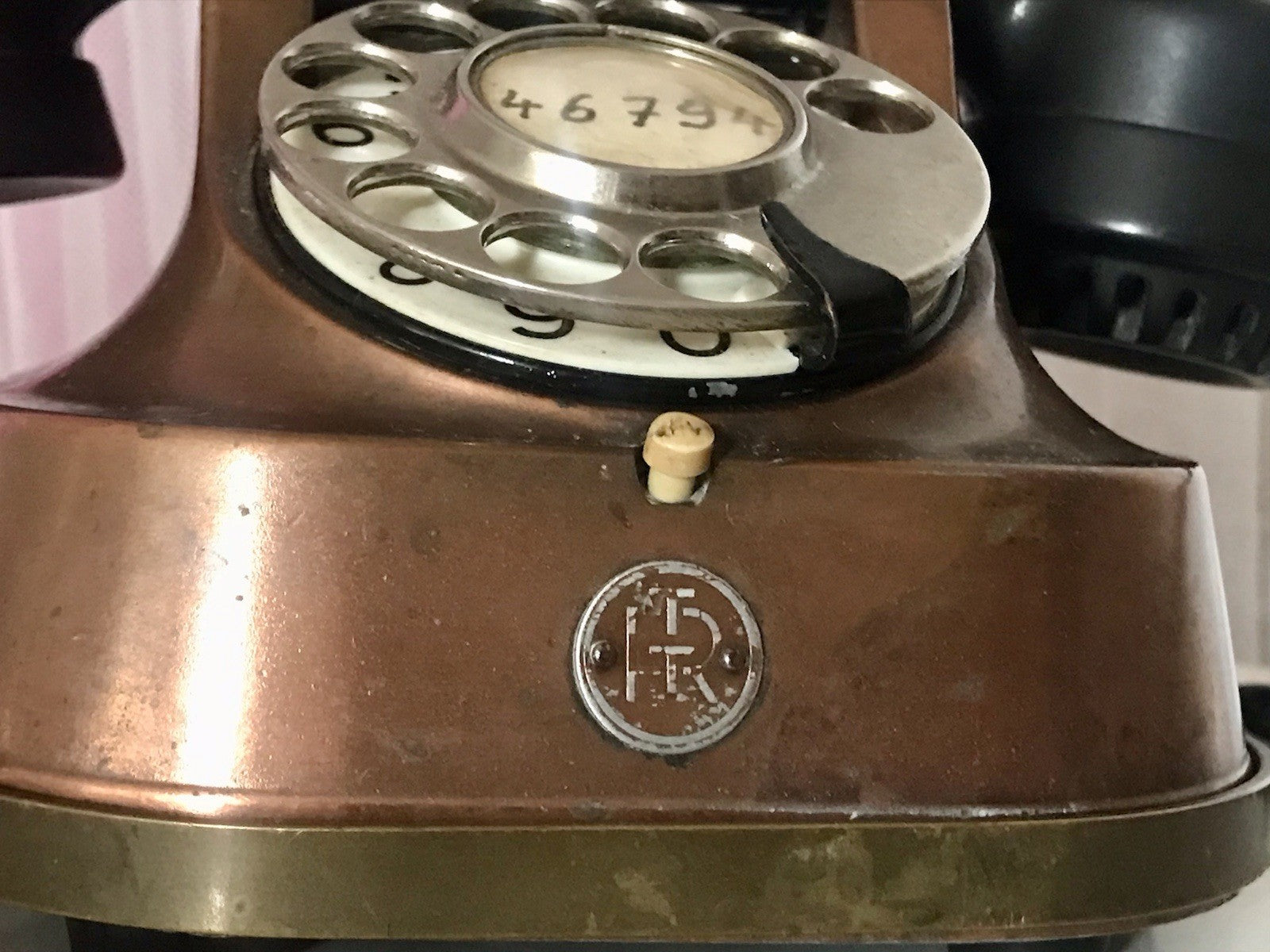 alt 50er beinahe antik FTR Bell Telefon Bakelit Kupfer sehr dekorativ schwer