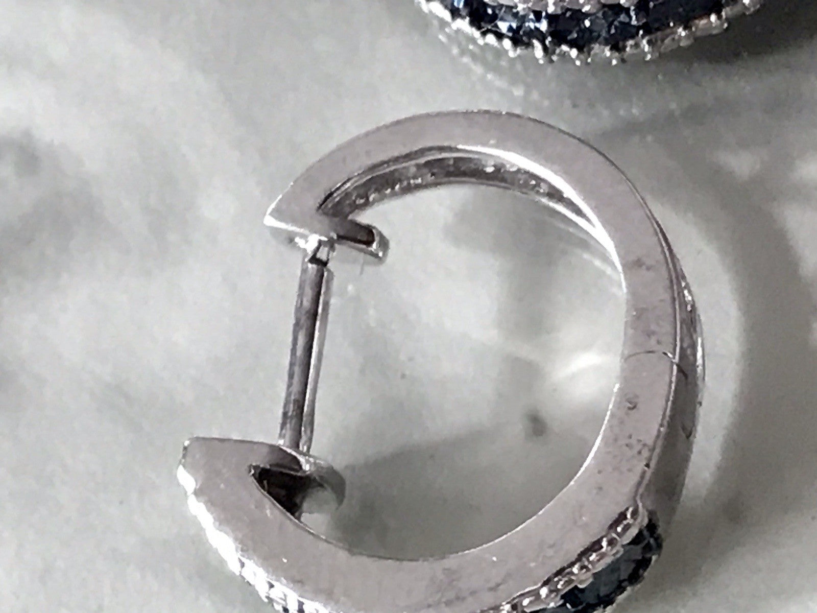 Ohrringe 925 Silber Creole Klappcreolen blaue Steine Saphire? Edel HN