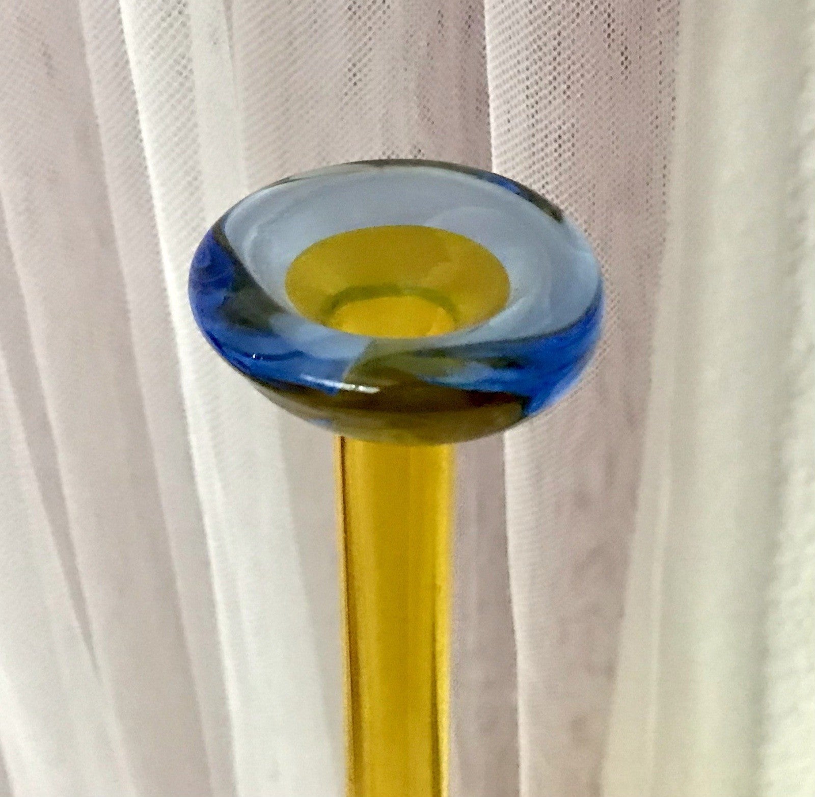 Vintage Edel Designer Solitär Vase Glasvase Kristallglas groß  gelb Kunstglas
