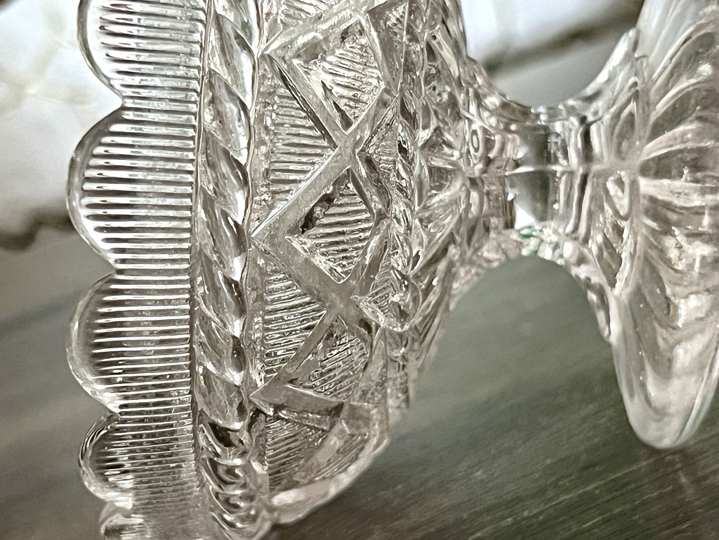 Antik Jugendstil Art Déco Pressglas Glas Fußschale Schale Zuckerschale