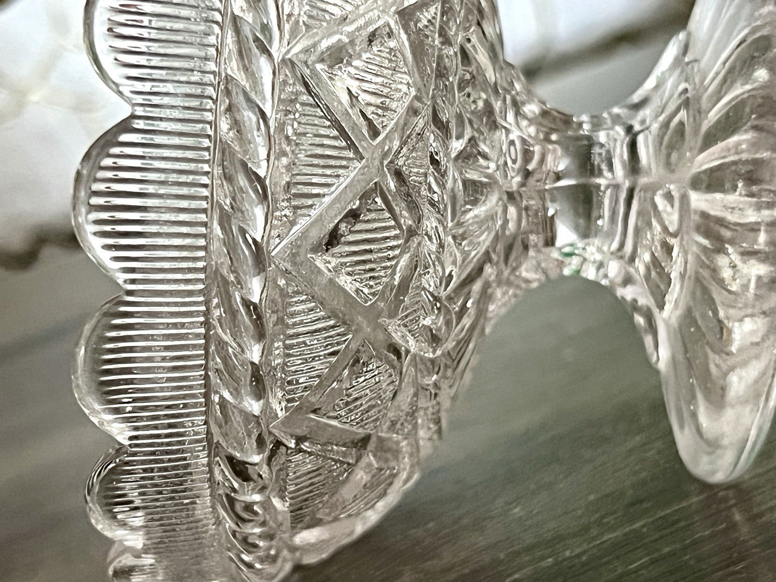 Antik Jugendstil Art Déco Pressglas Glas Fußschale Schale Zuckerschale