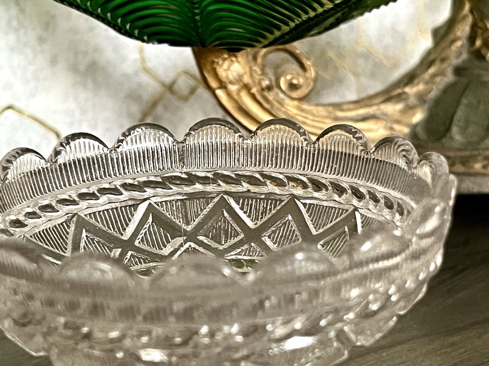 Antik Jugendstil Art Déco Pressglas Glas Fußschale Schale Zuckerschale