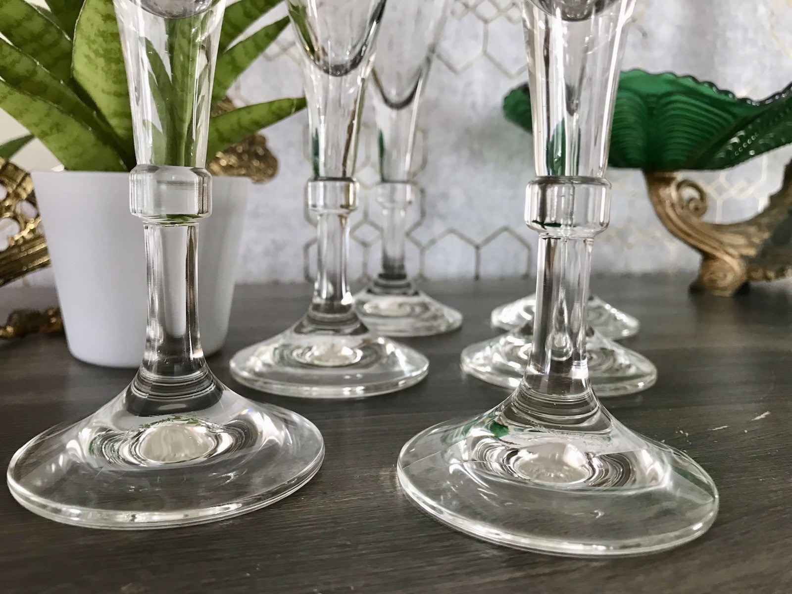 Antik Alt 6 Cherrygläser Gläser Kristallglas graviert