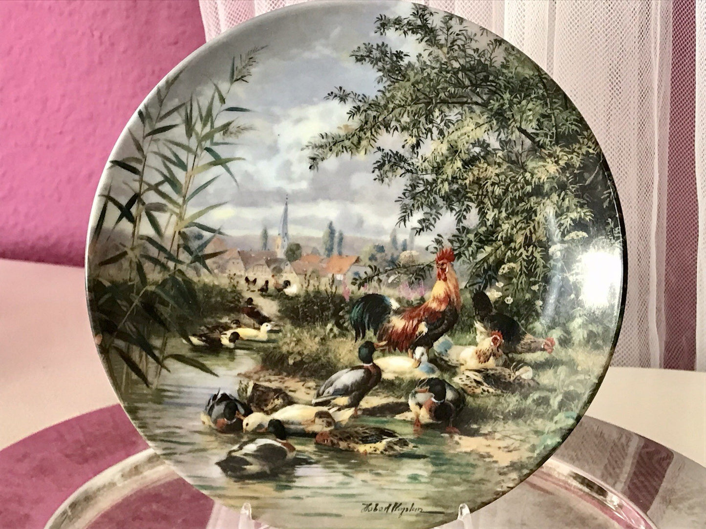 Porzellan Wandteller Zierschale Teller Seltmann Tiere unseres Dorfes 1989 Enten